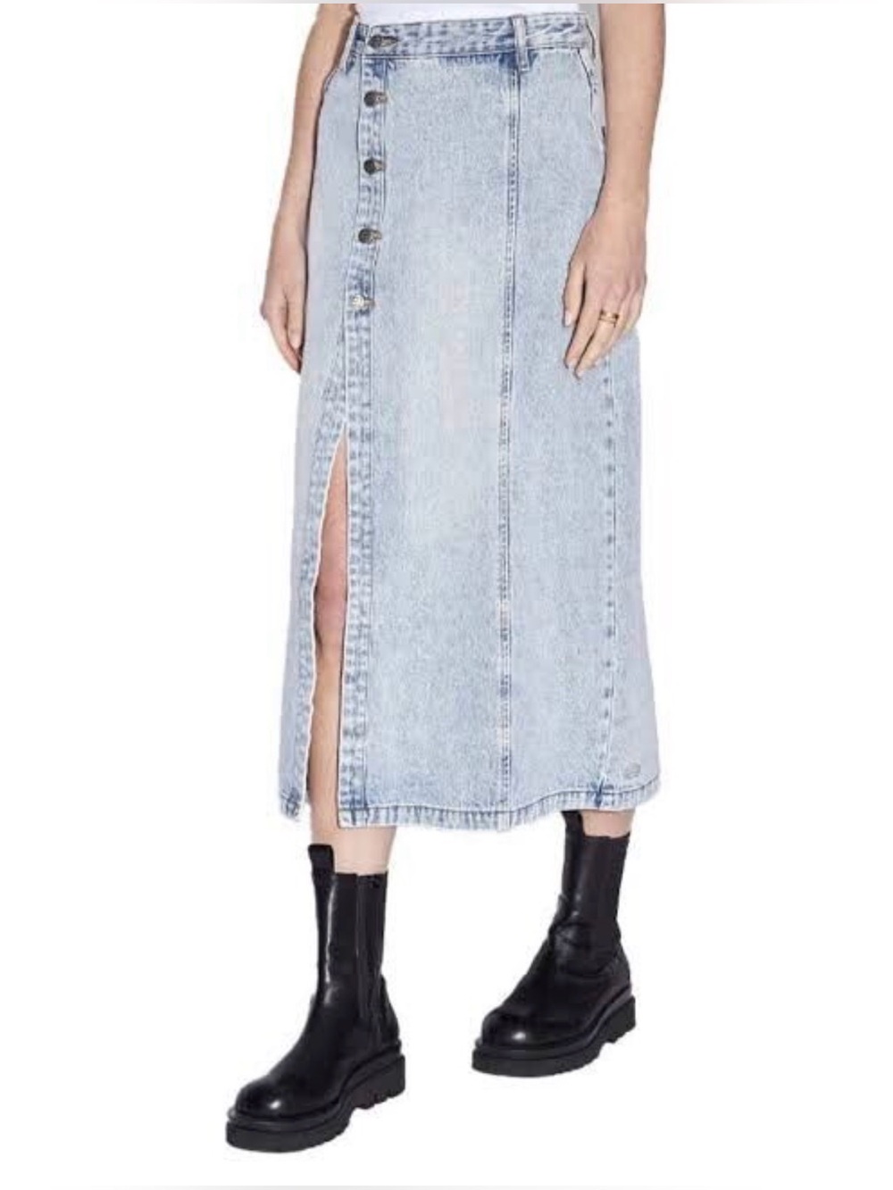 Ksubi Jordan Midi Denim Asymmetrical 90s Y2K Skirt in Light Blue Wash Size 28